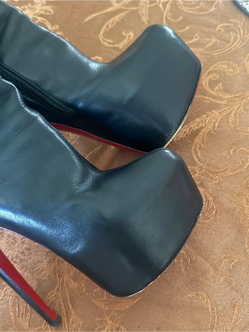 Christian Louboutin Black Leather Over-the-Knee Platform Stilettos - Picture 7 of 16